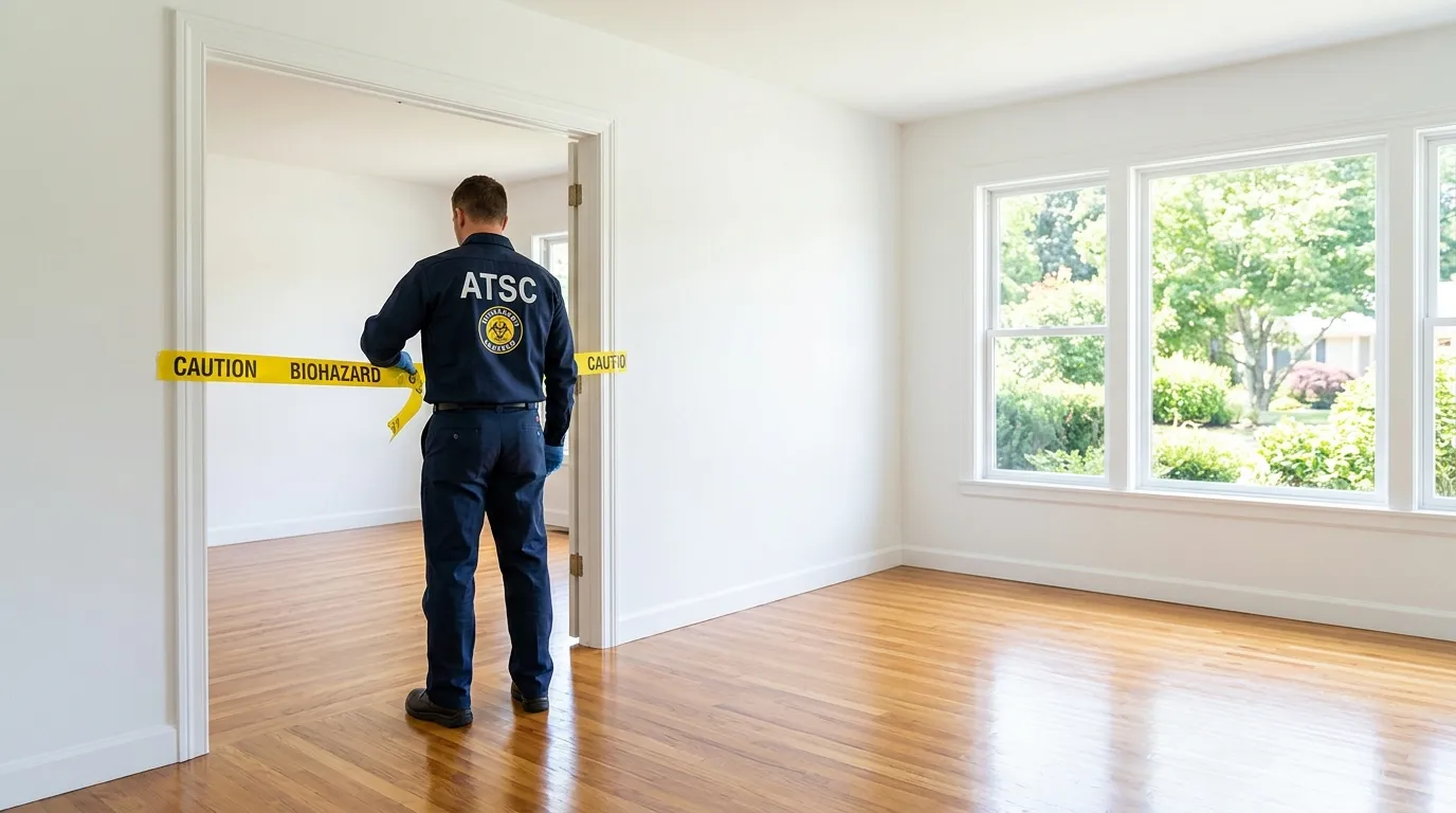 Certified biohazard cleanup crew performing Decomposition Cleanup in Burlington